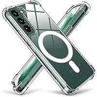 KIOMY Magnetic Phone Case for Samsung Galaxy S22 5G Clear Shockproof Airbag Bumper Protective Cover, Hybrid Design Hard PC Back and Flexible TPU Frame, Compatible with Magsafe Wireless Charging Magnet