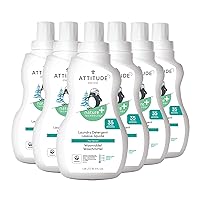 ATTITUDE Baby Laundry Detergent Liquid, EWG Verified, Safe for Baby Clothes, Infant and Newborn, Vegan and Naturally Derived Washing Soap, HE Compatible, Pear Nectar, 35 Loads, 35.5 Fl Oz (Pack of 6)