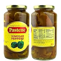 Pastene Green Vinegar Peppers, 32 Ounce (1 Pack)