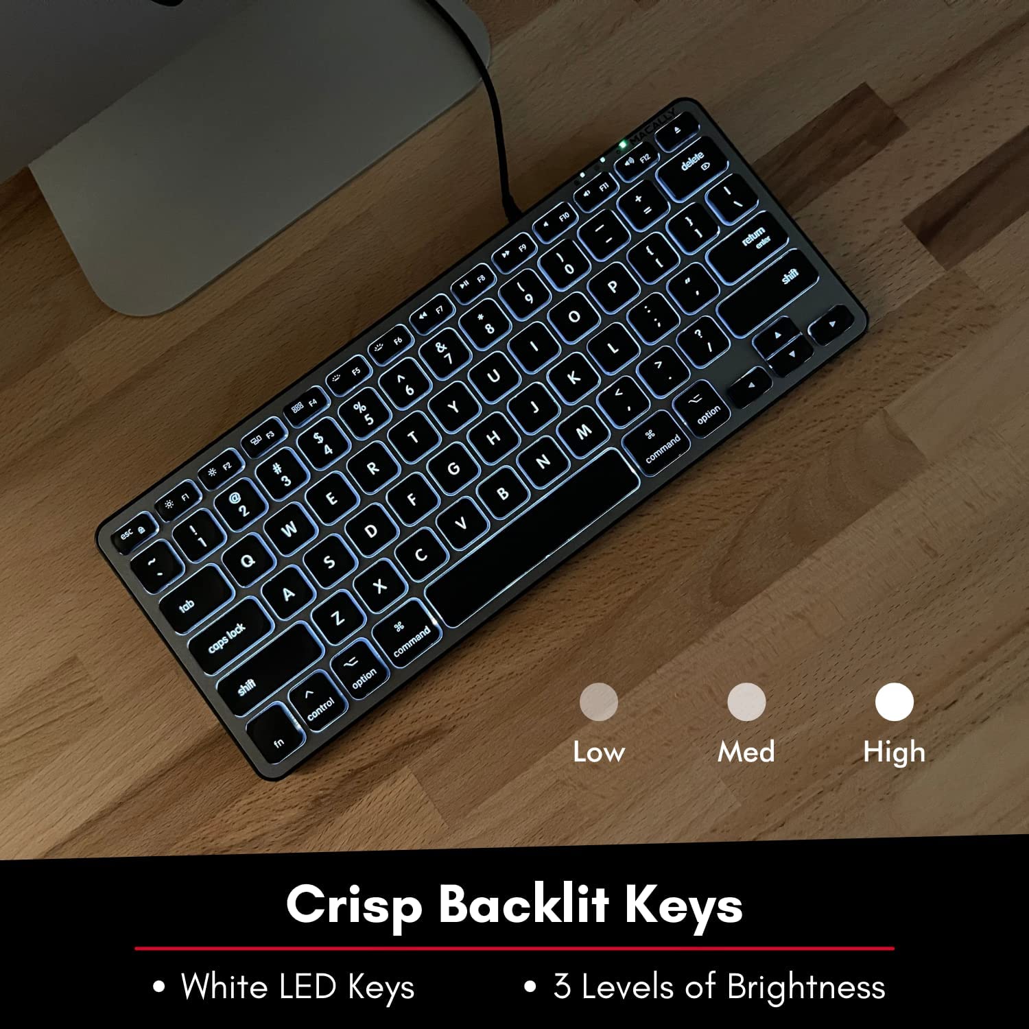 Macally Backlit Compact Keyboard and a Wired Computer Mouse, Sleek Black