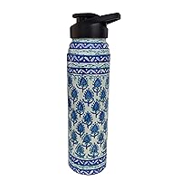 Pure Solid Copper Water bottle Hand painted Blue pottery Design