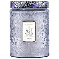 Voluspa Apple Blue Clover Candle | Large Glass Jar | 18 Oz | 100 Hour Burn Time | All Natural Wicks and Coconut Wax for Clean Burning | Vegan | Poured in the USA