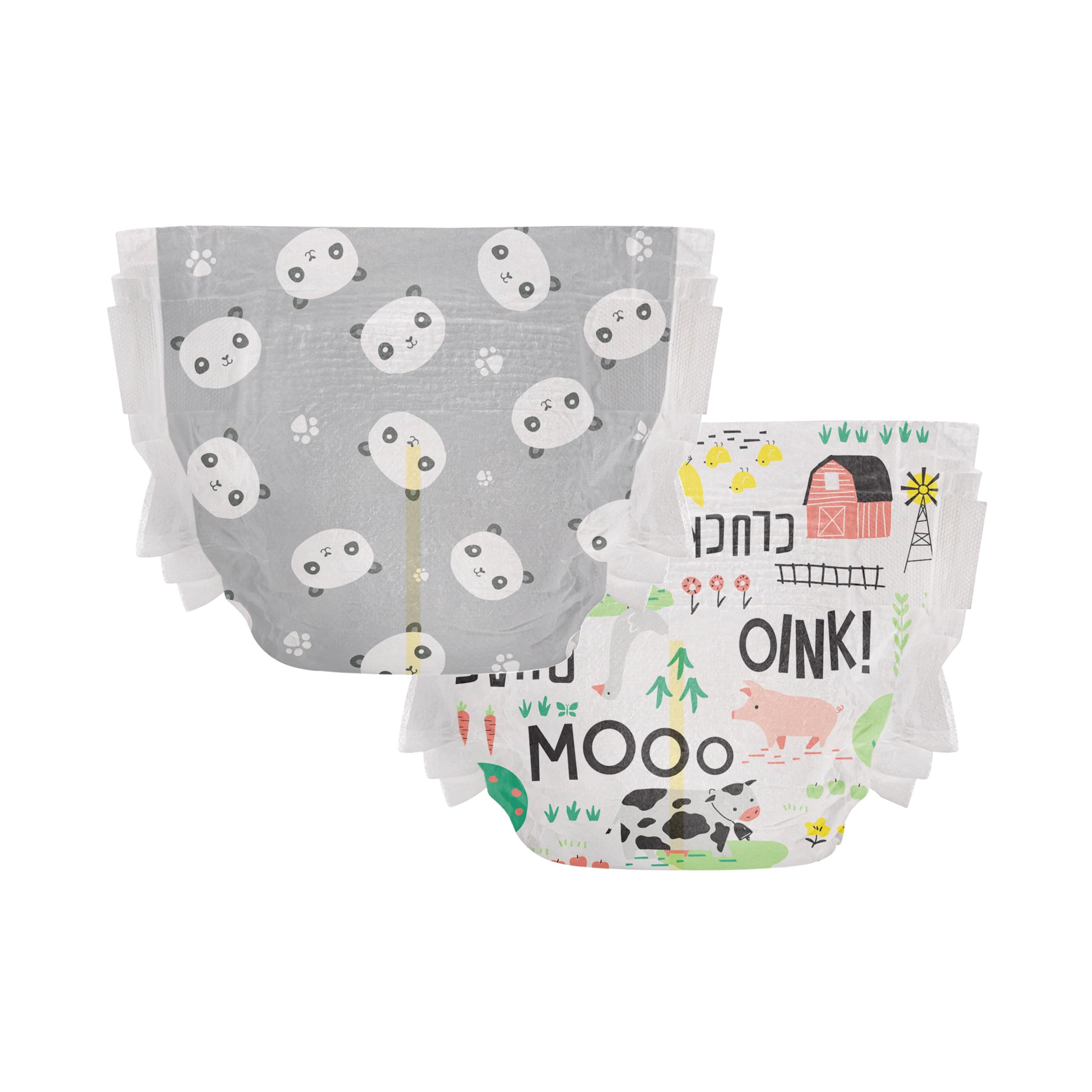 The Honest Company Clean Conscious Diapers | Plant-Based, Sustainable | Pandas + Barnyard Babies | Super Club Box, Size 2 (12-18 lbs), 124 Count