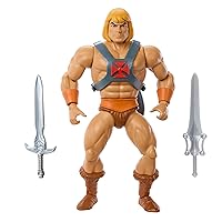 ​Masters of the Universe Origins Toy, Cartoon Collection He-Man Action Figure, 5.5-inch Scale Hero with Harness, 2 Swords & Mini-Comic