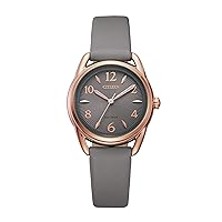 Citizen Women's Eco-Drive Dress Classic Watch in Rose-tone Stainless Steel with Grey Leather Strap, Grey Dial (Model: FE1218-05H)
