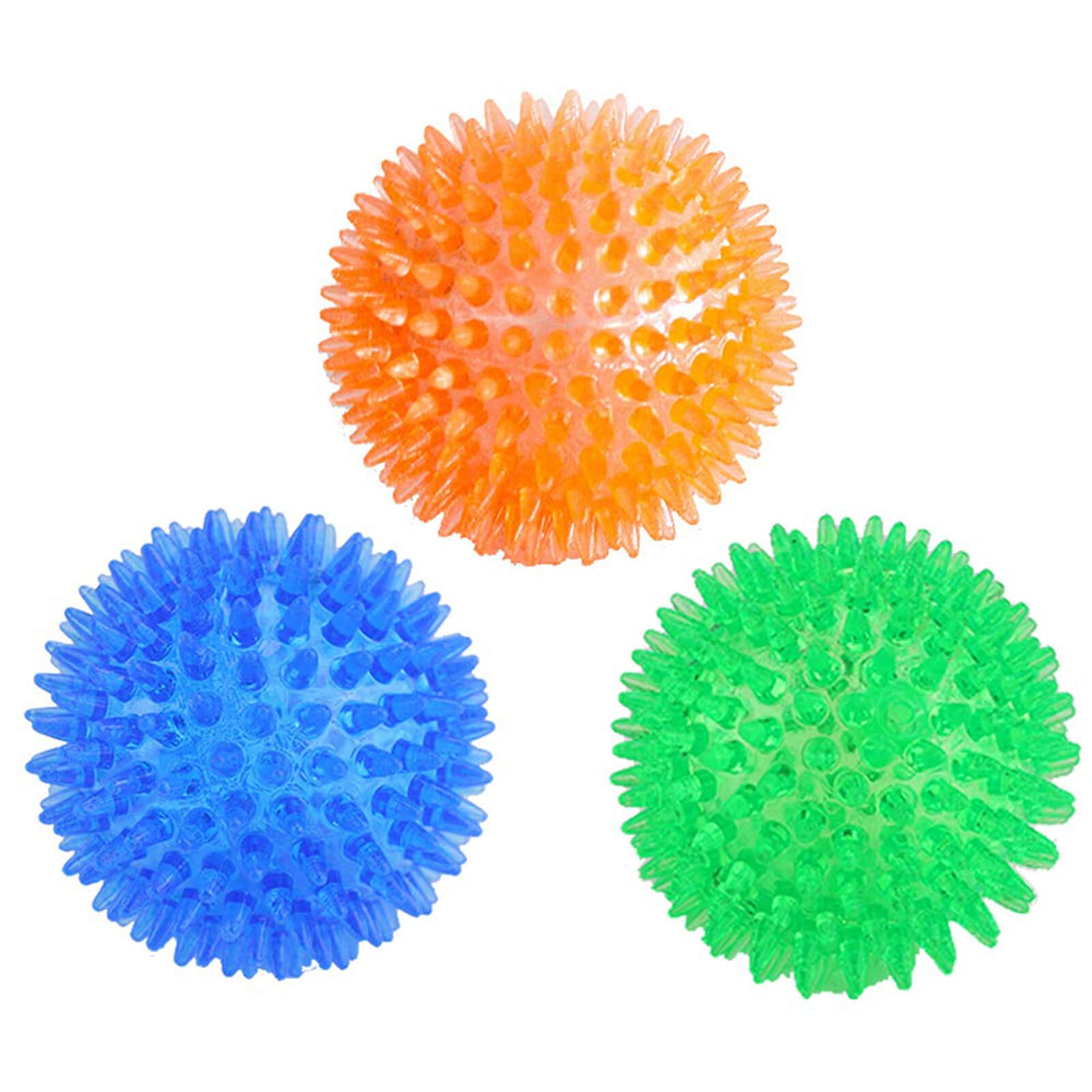 Orgrimmar 3 PCS Pet Squeaky Chewing Balls Dog Soft Stab Balls Cleaning Teeth Toys Balls with High Bounce for Small Medium Large Pet Dog Cat Toys(Medium,3.54in)