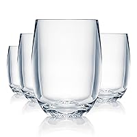 Strahl Unbreakable Stemless Wine Glass, Design+ Shatterproof Polycarbonate Clear Glassware Glasses, Heavy Duty Premium Restaurant Grade for Beverages, Osteria Bordeaux, 13 Ounces, 408403, Set of 12
