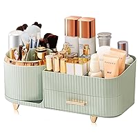 Makeup Organizer- 360° Rotating Makeup Organizer for Vanity with Drawers, Large Capacity Cosmetic Display Cases, Cosmetic Organizer for Skincare, Brushes, Eyeshadow, Lipstick