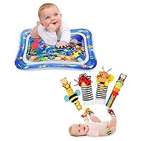 Infinno Tummy Time Mat Toys and Baby Rattle Socks Combo, Perfect Baby Shower Gifts for Newborns Baby Toys, Baby Stuff