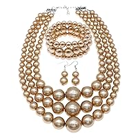Faux Pearl Statement Necklaces Big Pearl Necklace for Women Chunky Pearl Necklace and Earring Set Large Pearls Costume Necklace