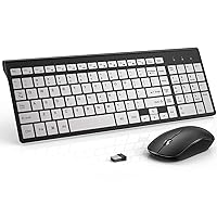 J JOYACCESS Wireless Keyboard Mouse, Full Size and Slim 2.4G Wireless Keyboard with Numeric Keyboard,Quiet and Durable Clicks for Laptop/Desktop/Tablet/Mac-Matte Black Silver