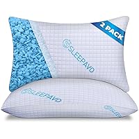 Shredded Memory Foam Pillows Queen Size Set of 2 - Bed Pillows for Sleeping - Adjustable Soft & Firm Pillow for Side Sleeper, Back, Stomach - Memory Foam Pillows 2 Pack Cooling Pillows for Bed
