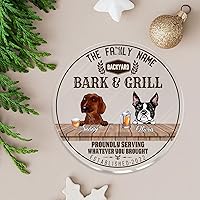 Bark & Grille Proundly Serving Whatever You Brought Establi Christmas Acrylic Ornaments Dog Pet Lovers Christmas Ornaments Funny DIY Christmas Ornaments for Family 3 in