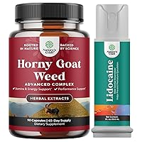 Natures Craft Bundle of Horny Goat Weed for Male Enhancement - Extra Strength Horny Goat Weed for Men and Lidocaine Desensitizing Topical Spray Climax Control for Men - Longer Lasting Performance