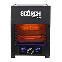 Flame King Scorch Smokeless Infrared Electric Broiler for Indoor Use, Fits on Kitchen Counter, Insulated, Comes with Broiler Tray Black