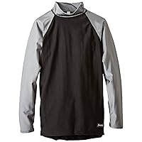 Nylon Long Sleeve Rash Guard with Color Accent, Black/Silver, Small