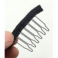 12pcs Wig Combs for Making Wig,6 Teeth Wig Clips Stell Tooth For Hairpiece Caps DIY (12 pcs, Black)