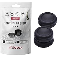 Setex Gecko Grip, 1 High Rise + 1 Low Rise Thumbstick Grip Covers, for Playstation PS5, PS4, Xbox One, Switch Pro, Steam Deck, Anti-Slip Microstructured Analog Stick Thumb Grips, Black, Covers Only