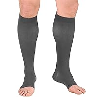 Truform 20-30 mmHg Compression Stockings for Men and Women, Knee High Length, Open Toe, Gray, X-Large