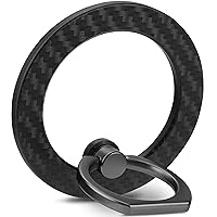 metisinno Magnetic Phone Ring Holder for iPhone 15 14 13 12 Magsafe Accesories - Magnetic Phone Grip - Adjustable Finger Ring Grip Loop Stand - Removable for Wireless Charging - Carbon Fiber Pattern