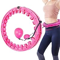 Weighted Smart Fitness Hoops Circle for Kids Adults Weight Loss and Massage Abdomen Pilates Ring 2 in 1 Non-Falling Exercise Equipment，24 Detachable Knots Adjustable Auto-Spinning, Pink