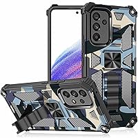 Case for Galaxy A15,Camouflage Military Car Holder Protection [Built-in Kickstand] Magnetic Heavy Duty TPU+PC Shockproof Phone Case for Samsung Galaxy A15 5G (Navy)
