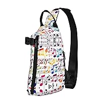 Colorful Music Notes Print Crossbody Backpack Casual Adjustable Bag Multifunctional Sling Backpack