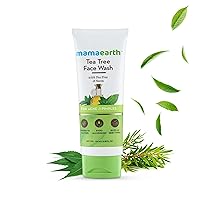 Mamaearth Tea Tree Face Wash | Natural & Organic Facewash with Neem | Exfoliating Facial Cleanser for Acne & Pimple | All Skin Types | 3.38 Fl Oz (100ml)