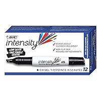 BIC Intensity Black Low Odor Dry Erase Markers, Chisel Tip, 12-Count Pack of Erasable Markers With Low-Odor Ink for a Pleasant Writing Experience
