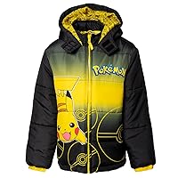 Pokemon Pikachu Zip Up Winter Coat Puffer Jacket Little Kid to Big Kid