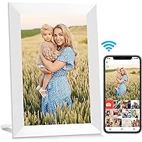 AEEZO 10.1 Inch WiFi Digital Picture Frame, IPS Touch Screen Smart Cloud Photo Frame with 16GB Storage, Auto-Rotate Easy Setup to Share Photos or Videos via Frameo APP, Wall Mountable White
