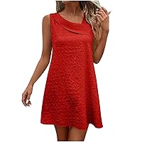 Sale Today's Women Sexy Summer Dresses 2024 Casual Short Tunic Dress Sleeveless Classy Sundress Trendy Slant V Neck Mini Dress Deshabiller Femme Red