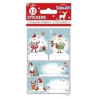 12 Christmas Stickers - Silver Glitter