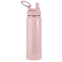Actives 24 oz Vacuum Insulated Stainless Steel Water Bottle with Straw Lid, Premium Quality, Blush