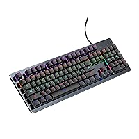 KU20 Mechnical Gaming Keyboard, RGB Backlit Wired Keyboard with Blue Switches & ABS Keycaps, Splash-Proof Function with Ergonomic Design, Black