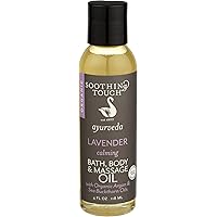 Soothing Touch Ayurveda Organic Bath, Body & Massage Oil, Calming Lavender, 4 Oz