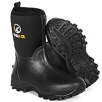 Rubber Boots for Men, Waterproof Mid Calf Mens Rain Boots with 6mm Neoprene, Insulated Work Mud Garden Boots for Men Working Farming Fishing, Size 5-14