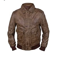 F&H Men's Waxed Genuine Leather Fault In Our Stars Ansel Elgort Bomber Jacket