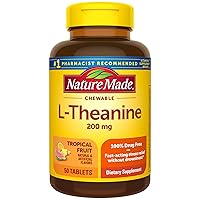 Nature Made Chewable L Theanine 200mg, L-Theanine Supplement for Stress Relief, 50 Chewable Tablets, 50 Day Supply