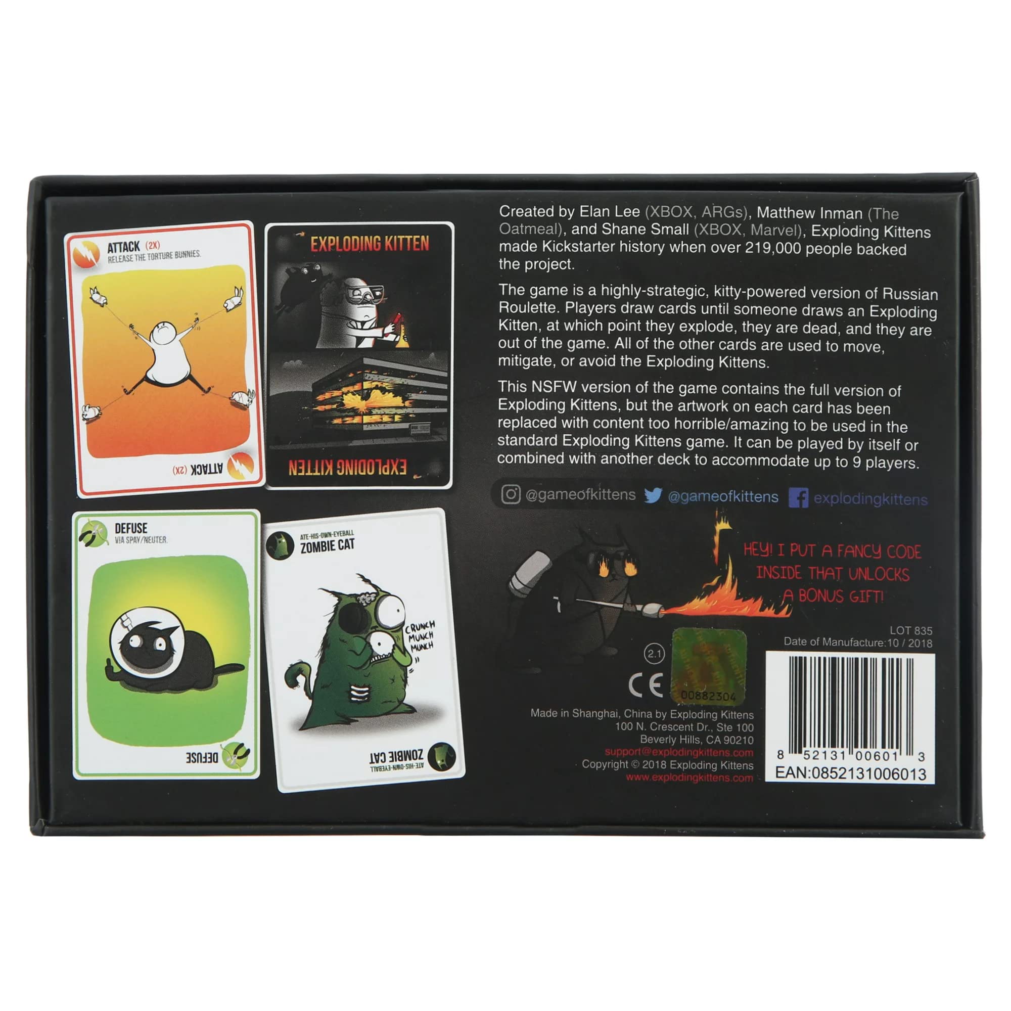 NSFW by Exploding Kittens - Card Games for Adults & Teens - A Russian Roulette Card Game (Package May Vary)