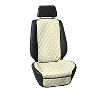 FH Group Car Seat Cushion Faux Leather Automotive Seat Cushions - Universal Fit, Car Seat Cushion With Front Pockets, Airbag Compatible Car Seat Cushions for SUV, Sedan, Van Front Set Beige