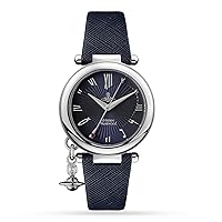 Vivienne Westwood Orb Womens 36mm Analogue Quartz Watch in Navy with Analogue Display, and Navy Leather Strap VV006SLDBL.