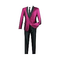 Vinci 2 Button Single Breasted Polka Dot Pattern Slim Fit Suit with Shawl Lapel