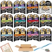 LarasBundle Sheba Cat Food Variety Pack | Includes Sheba Pate Cat Food and Sheba Cuts in Gravy Wet Cat Food | 24 Servings - 12 Packs of Sheba Perfect Portions Bundled Booklet and Toys