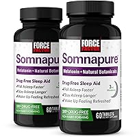 Somnapure Drug-No Sleep Aid for Adults with Melatonin, Valerian Root, & Lemon Balm, Non-Habit-Forming Sleeping Pills, Fall Asleep Calm at Night, Wake Up Refreshed, 120 Tablets (2-Pack)