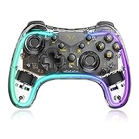 Manba Switch Controller,Wireless Switch Pro Controller Compatible with Switch/Switch lite/Switch OLED,Pro Controller Switch Support Turbo,Wake-up Function and Adjustable LED(White)