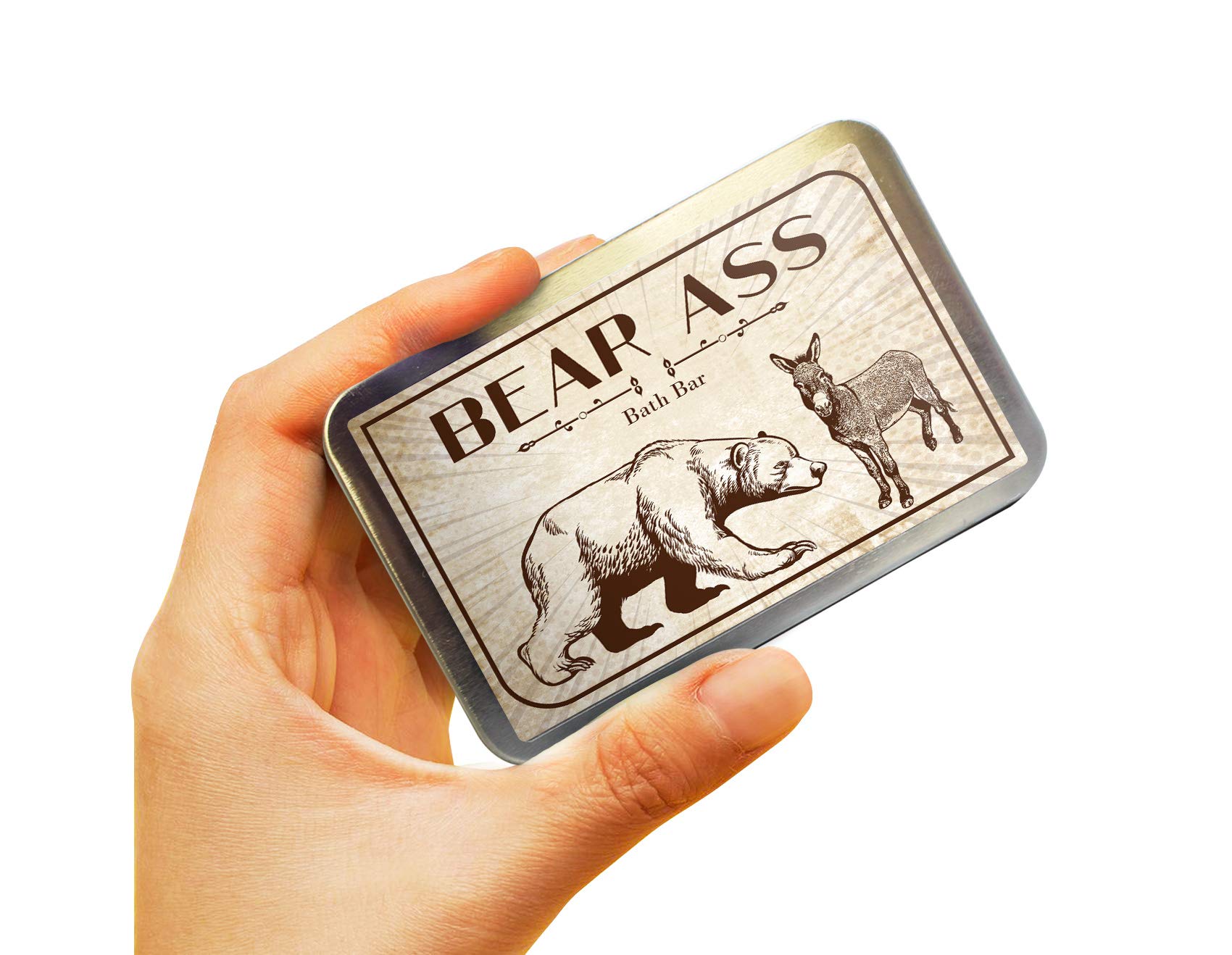Bear Ass Bath Bar - Funny Vintage Bear and Donkey Design - Novelty Bath Soap for Men - Coffee Soap, Handcrafted, Made in the USA, Contains Real Ground Coffee