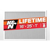 K&N 16X25X1 HVAC Furnace Air Filter, Lasts a Lifetime, Washable, Merv 8, the Last HVAC Filter You Will Ever Buy, Breathe Safely at Home or in the Office, HVC-8-11625