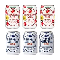 Sangaria Royal Milk Tea and Strawberry Milk | 6 pack | Popular Drink From Japan | Japanese Can Drinks | Rich and Creamy | Bundles | Variety Packs | Combo |Beverages | 8.96 Fl Oz