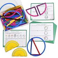 GeoStix Deluxe Set - Learn Geometry with 100 Flexible Construction Sticks - Includes 2 Protractors and Activity Cards - Manipulative for Math, Art and Fine Motor Skills